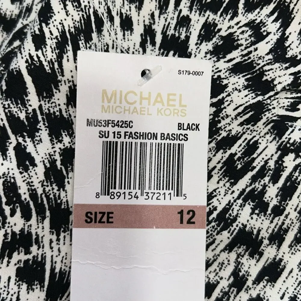Woman’s Michael Kors Miranda Jaguar Print Cotton Pants Black and White Size 12